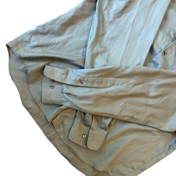 Claiborne Crazy Horse Sateen Men's Dress Shirt 16.5 Office Green Preppy - Picture 4 of 7